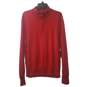 Orvis Quarter Zip Sweater‎ Pullover Mock Neck Red Knit Top